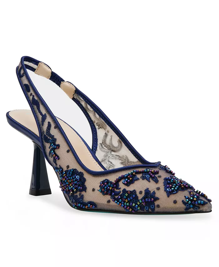 Женские вечерние туфли-лодочки Nikki с вышивкой на шпильке Betsey Johnson, синий