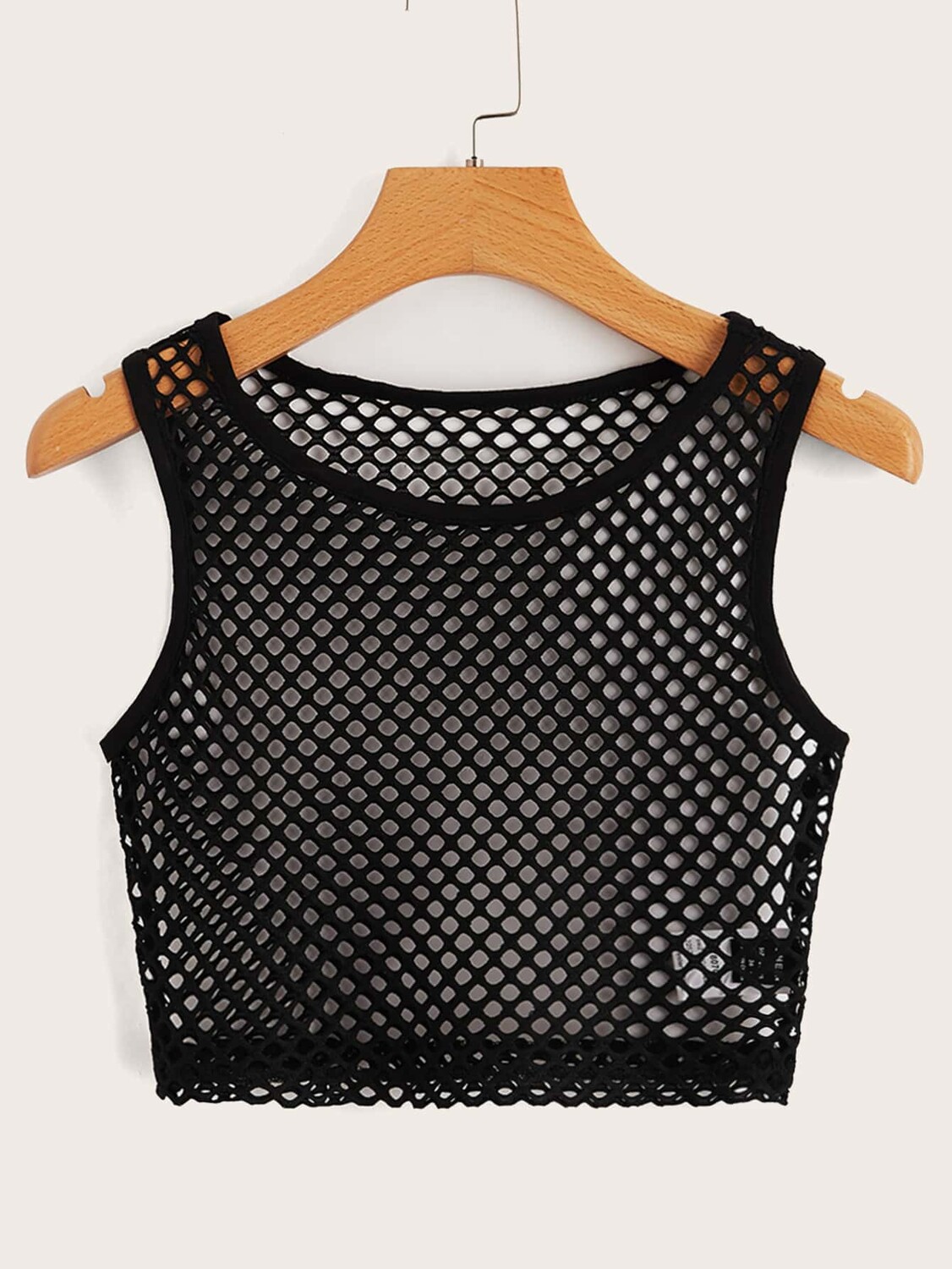 

SHEIN EZwear короткая майка из ткани широкой вязки, черный цвет