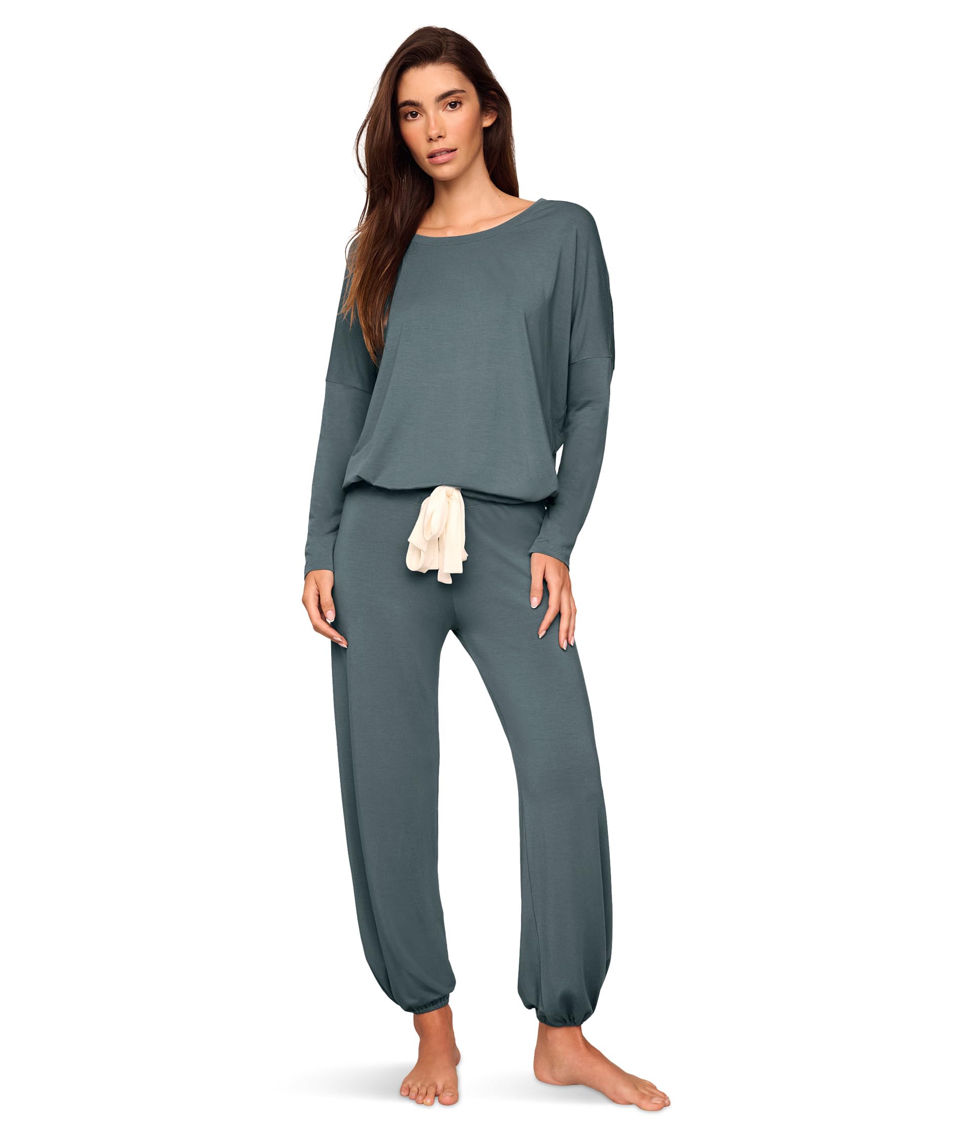 

Пижама Eberjey Gisele Slouchy Pajama Set, цвет Stone Blue/Ivory
