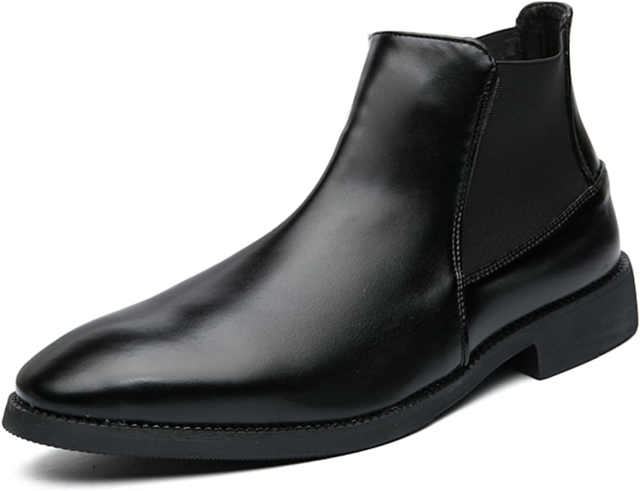 

Мужские классические слипоны Chelsea из полированной натуральной кожи с эластичными боковыми панелями Houdbdol, черный