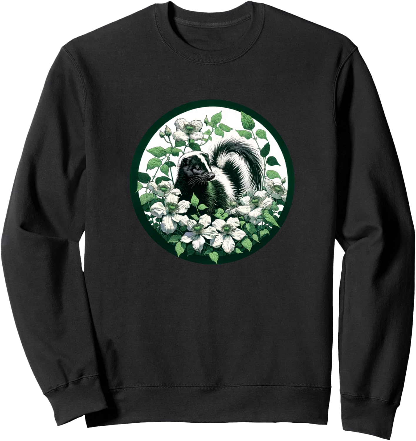 

Толстовка с цветочным принтом Любитель скунса и изображением клематиса Cat Snugg, черный