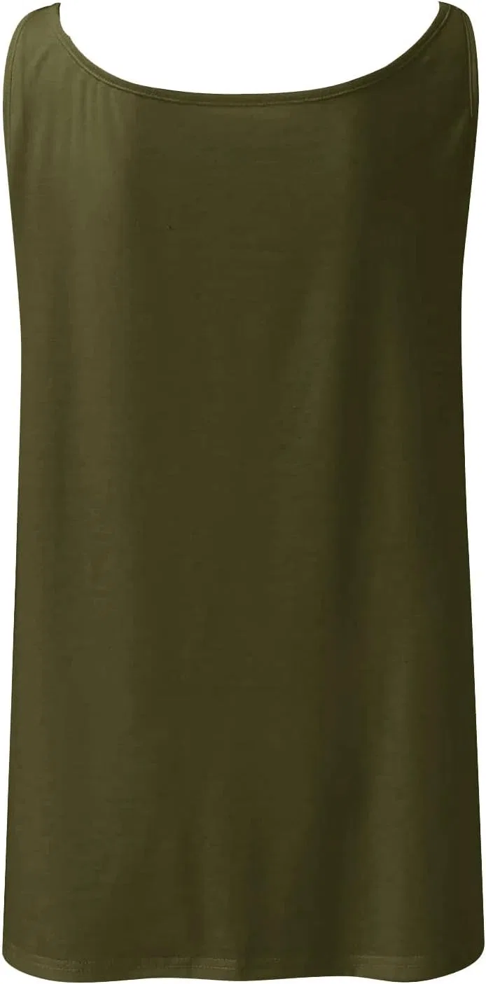 Женский топ на тонких бретелях, свободный, повседневный, Athletic, A02_army Green — фото 3