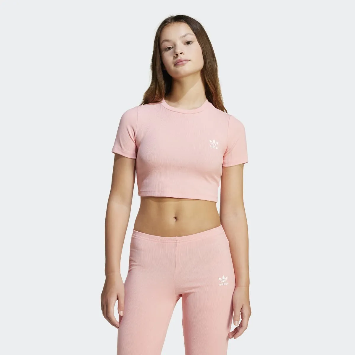 

Короткая детская футболка Adidas Ribbed, розовый