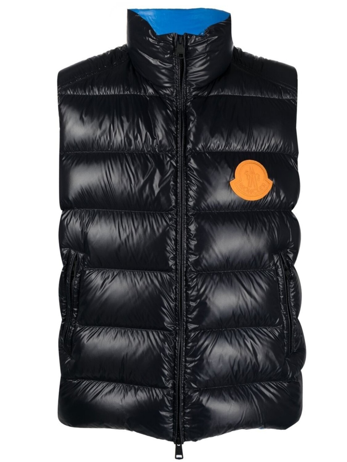 

Дутый жилет с нашивкой-логотипом Moncler, синий