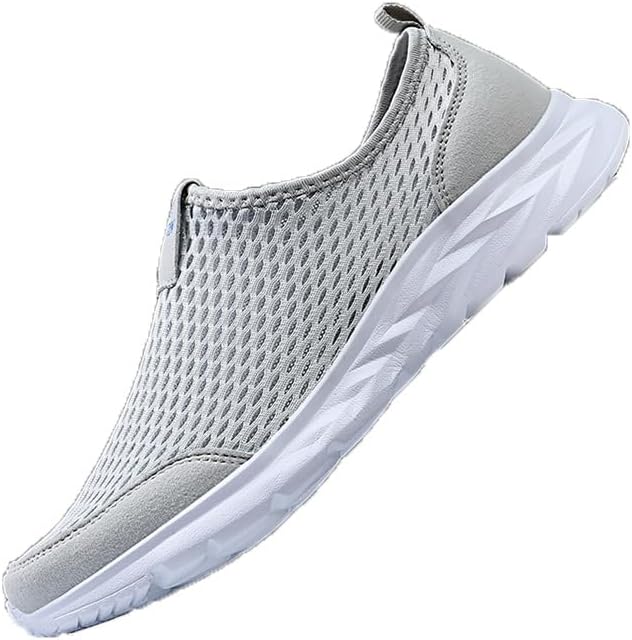 

Кроссовки HoaloX для мужчин с сетчатым верхом без шнурков - спортивная обувь - удобные и дышащие прогулочные туфли, светло-серый