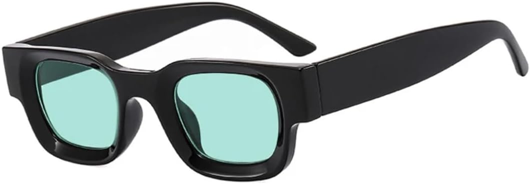 

Модные солнцезащитные очки маленького размера, прямоугольная оправа, толстая рамка, дорожные солнцезащитные очки для мужчин и женщин, защита от УФ-излучения UV400 VVTWSSW, Black Green