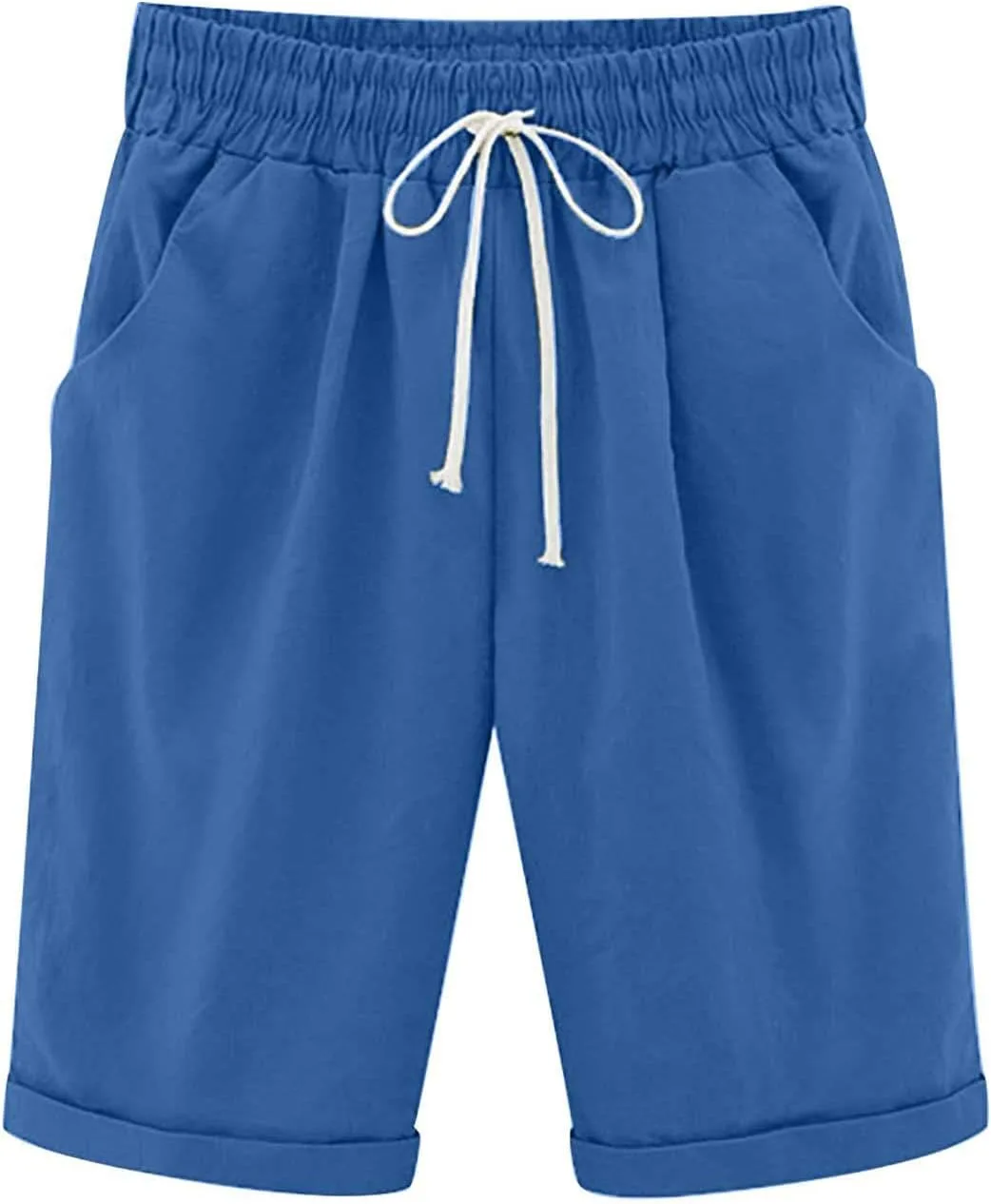 

NATHGAM Женские повседневные мягкие шорты Bermuda с эластичным поясом и шнурком