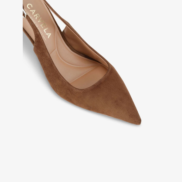 Туфли-лодочки замшевые Carvela на ремешке, коричневый — фото 4