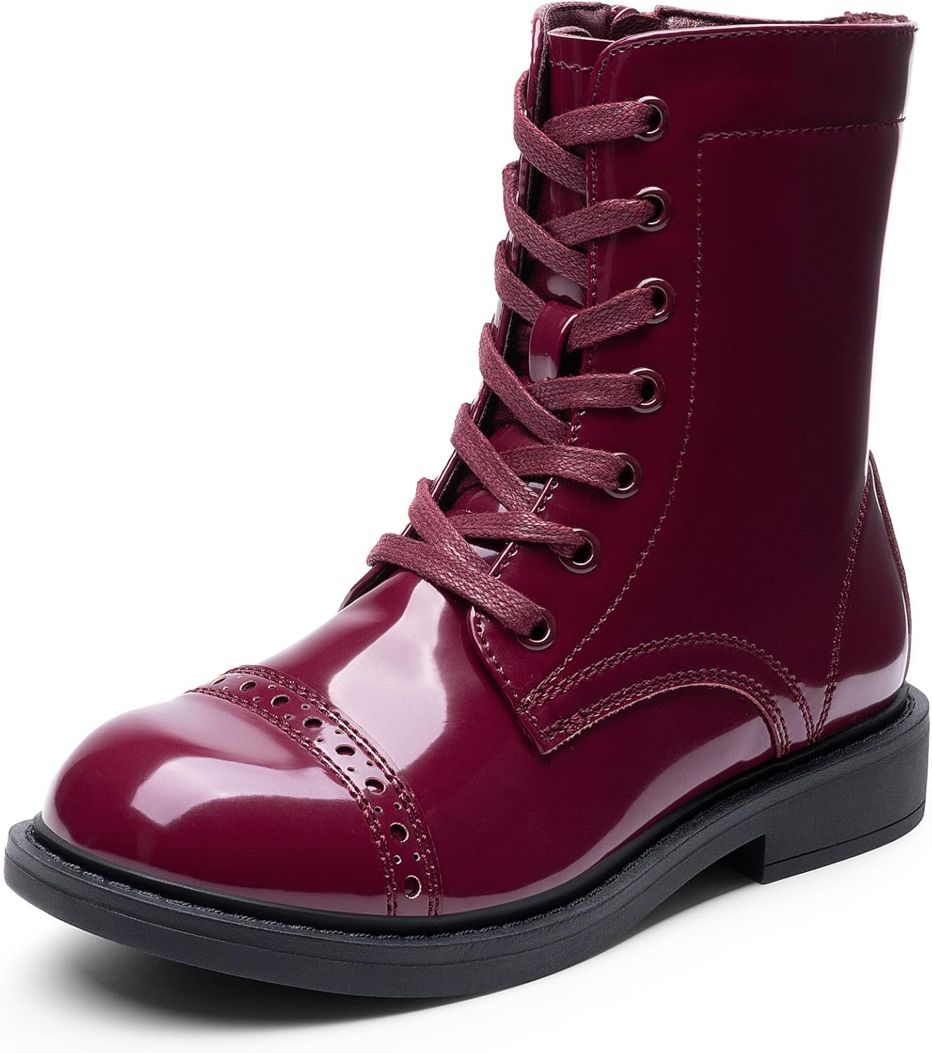 

Ботинки DREAM PAIRS для девочек и мальчиков, военные с боковой молнией и шнуровкой, для малышей, детей младшего и старшего возраста, Burgundy