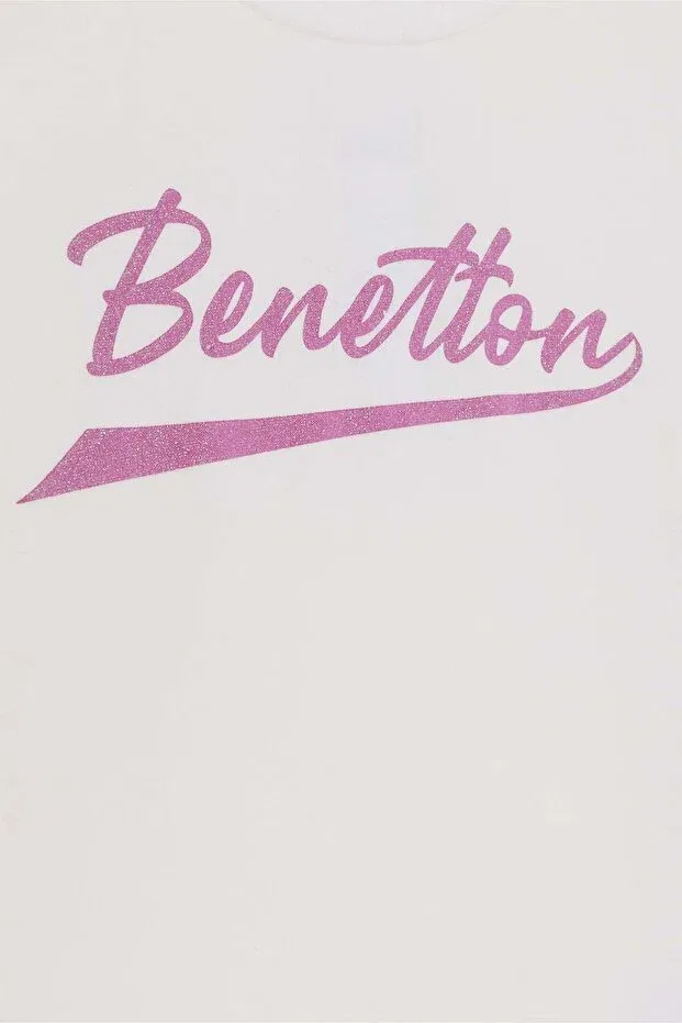 Детские свитшот для девочек с принтом Benetton, Ecru — фото 4