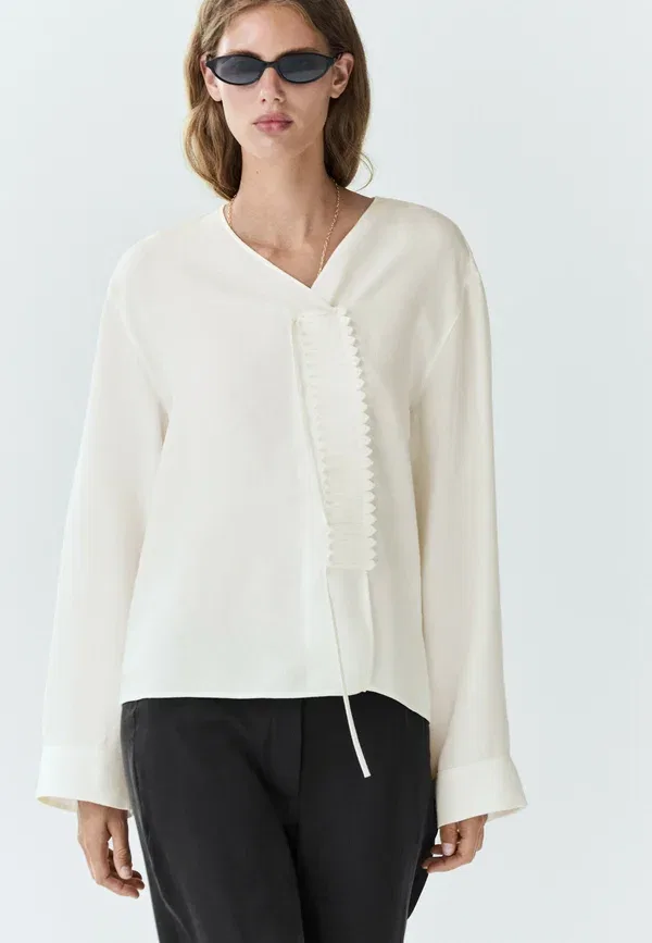 Блуза свободного кроя Blouse Massimo Dutti, белый