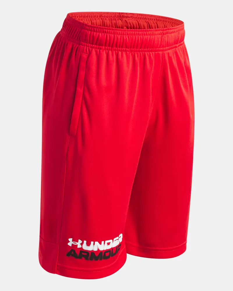Шорты 20,3 см быстросохнущие UA Tech Graphic UnderArmour, Red/White — фото 3
