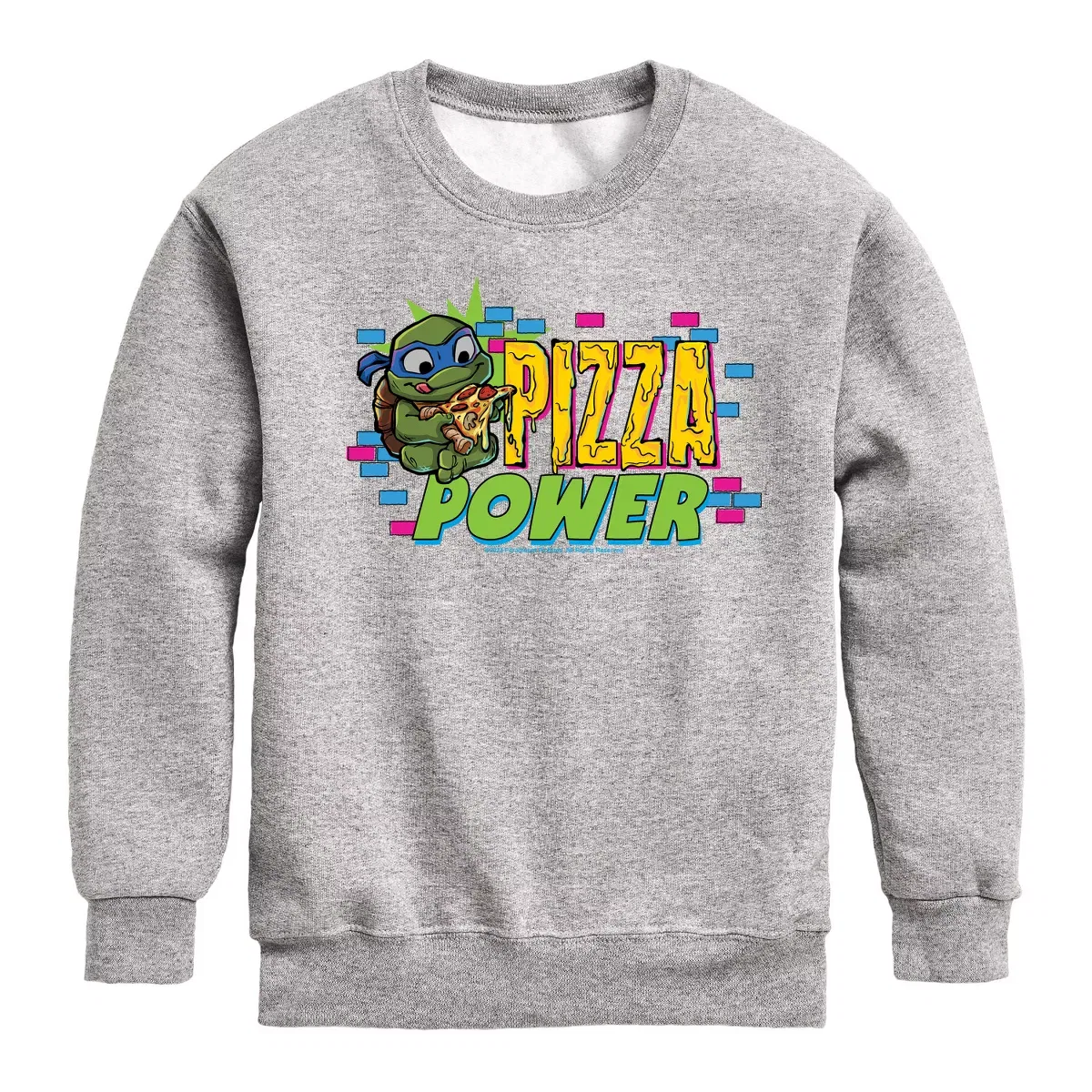Детский свитшот для мальчиков с принтом Teenage Mutant Ninja Turtles Mutant Mayhem Leo Pizza Power Teenage Mutant Ninja Turtles, Athletic Heather