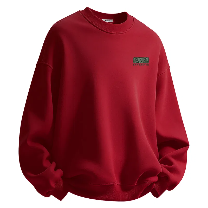 Детский свитшот с принтом Old Dream Trendy Chest Logo MINISO, Burgundy Sherpa Thermal