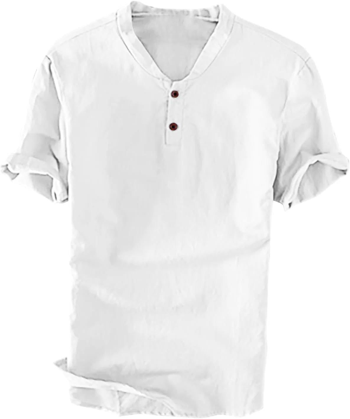 Мужская хлопковая футболка с V-образным вырезом Henley Slim-Fit, White