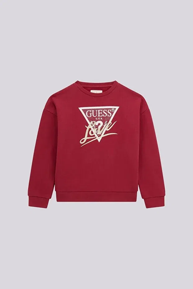 Детские свитшот для девочек с принтом Guess, Burgundy