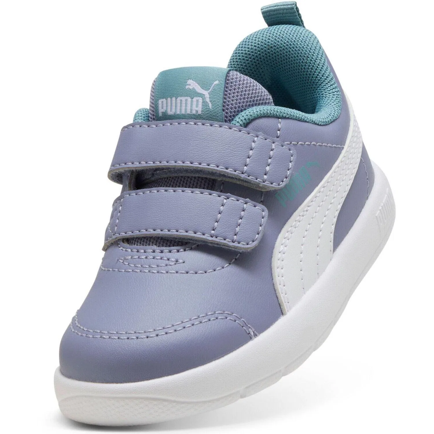 Детские кроссовки с шнуровкой Puma Courtflex V3 V Inf, Grau / Weiss — фото 4