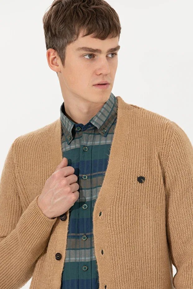 Мужской кардиган с длинным рукавом U.S. Polo Assn., Camel
