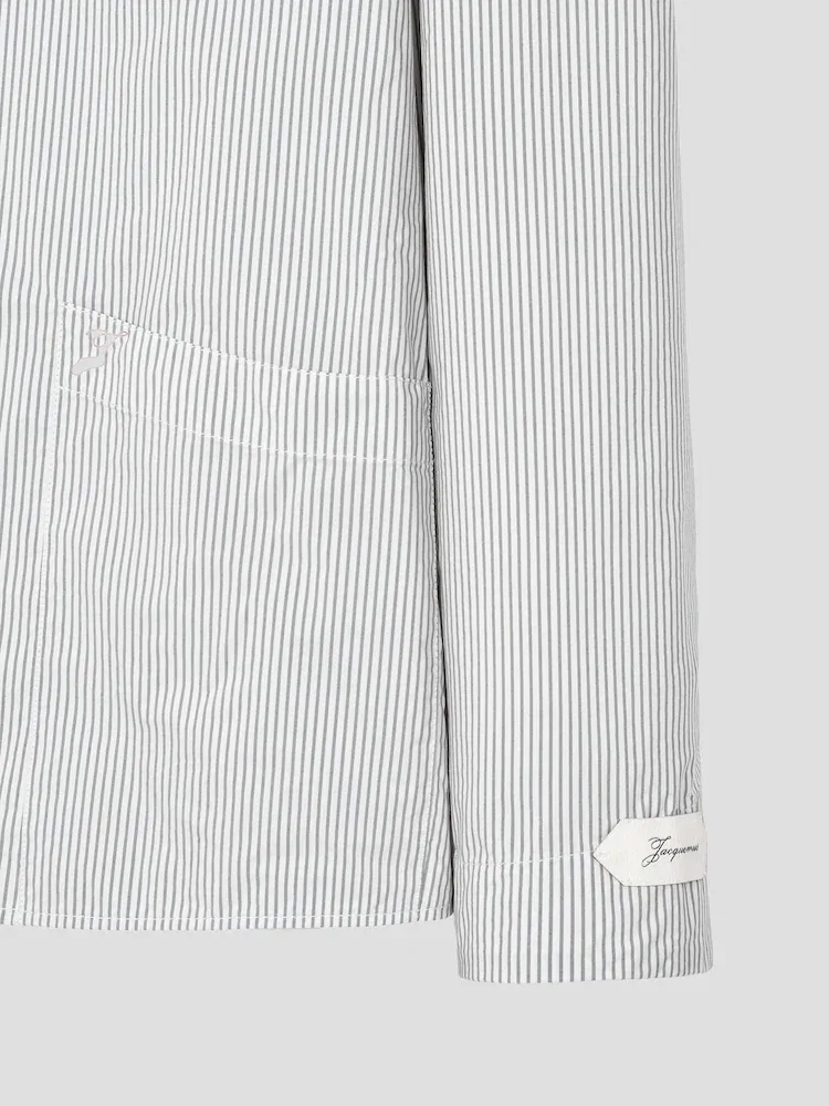 Куртка с тонкой полоской, La Veste Boutis Jacquard JACQUEMUS, Silver — фото 4