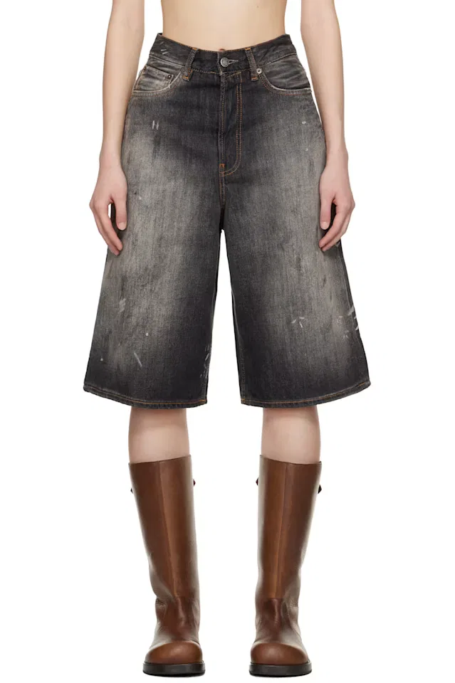 Черные свободные джинсовые шорты Acne Studios