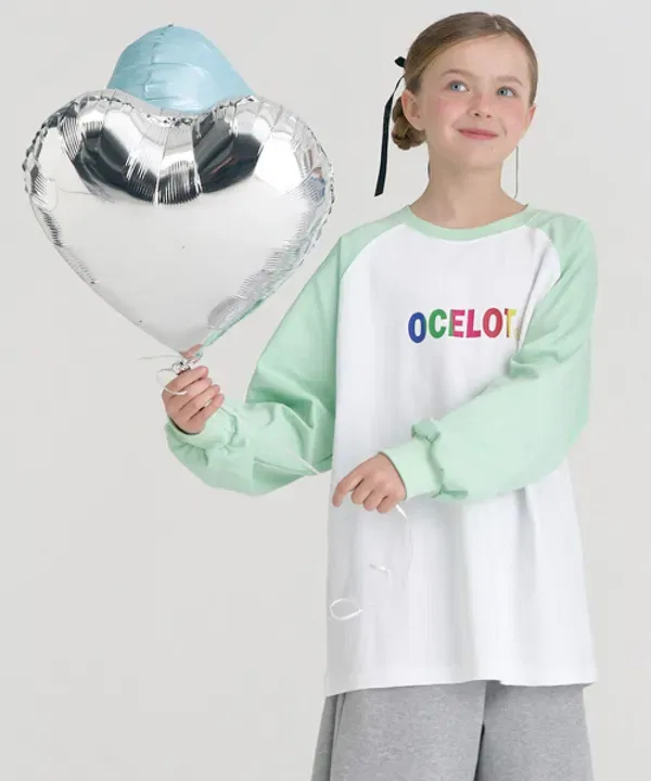 Футболка с длинным рукавом Crayon Raglan Ocelot Junior, зеленая