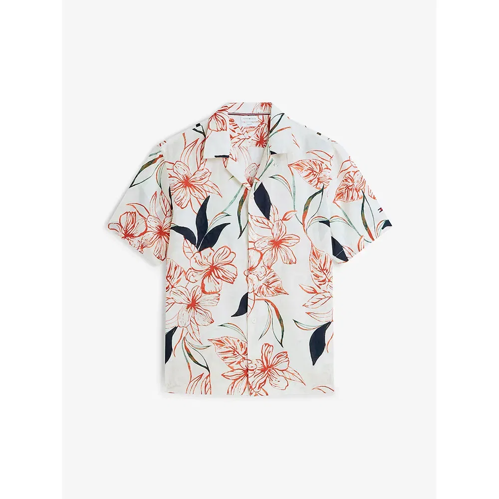 Мужская рубашка с коротким рукавом Tropical Print Tommy hilfiger, White — фото 3