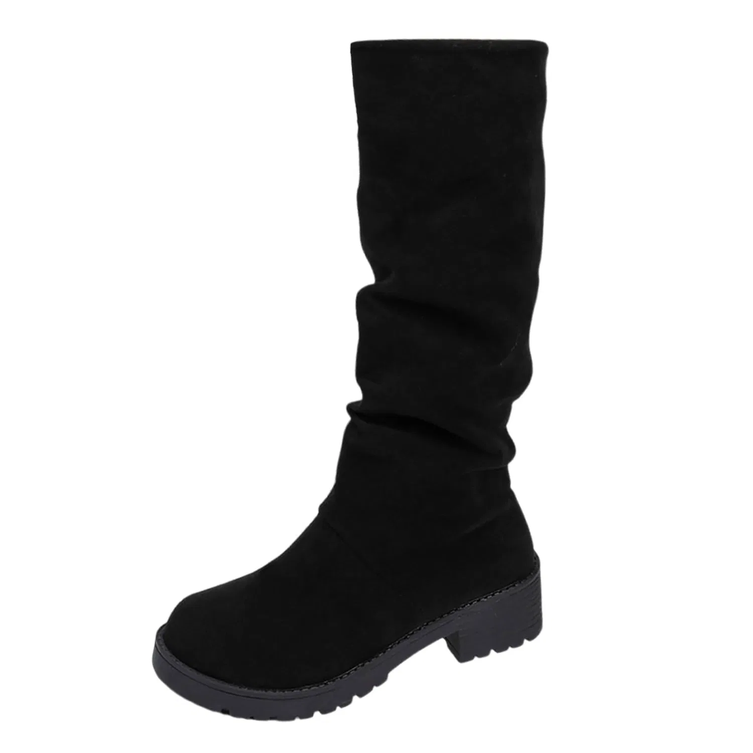 Детские сапоги для девочек Calf High Boots Winter Fashion Knee High Boots Comfortable Casual Heeled Boots, Black
