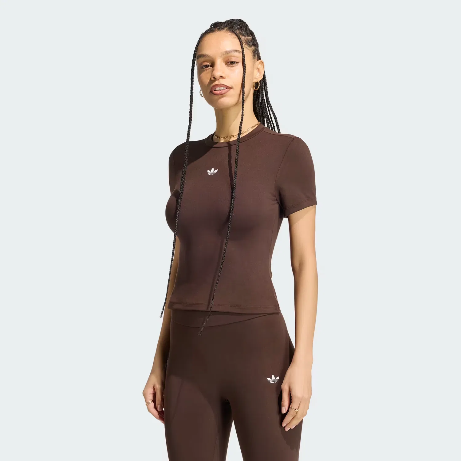 Женская футболка облегающего кроя Essentials Adidas Originals, Aurora Coffee