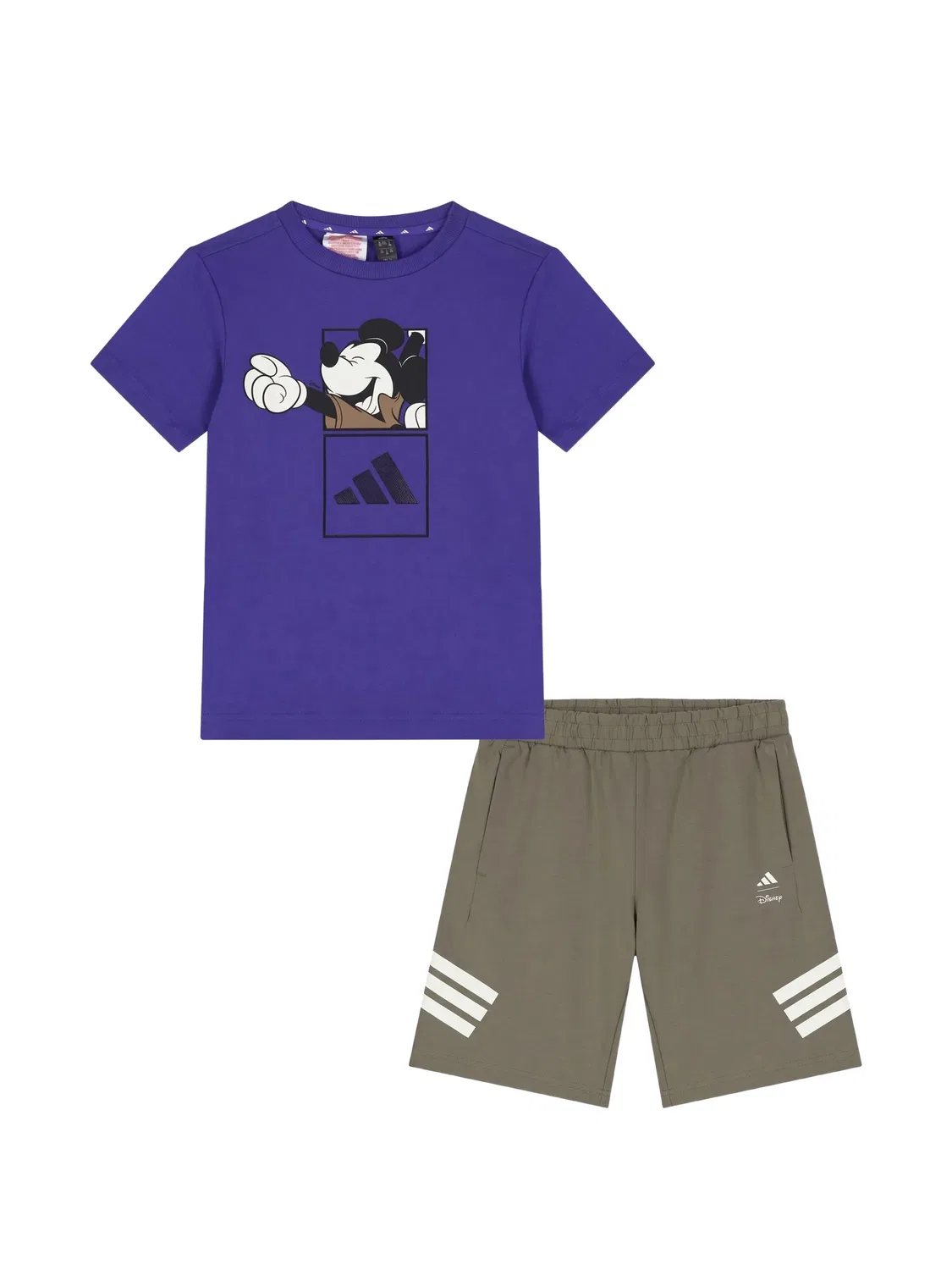Комплект Mickey Mouse из топа и шортов с принтом Adidas Kids, фиолетовый