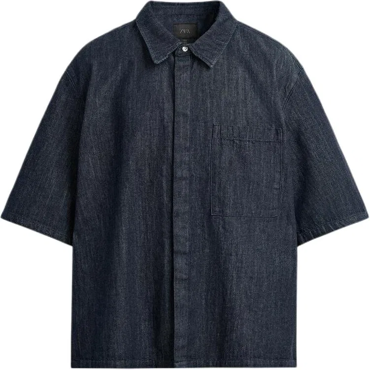 Мужская рубашка из денима Indigo ZARA, Indigo