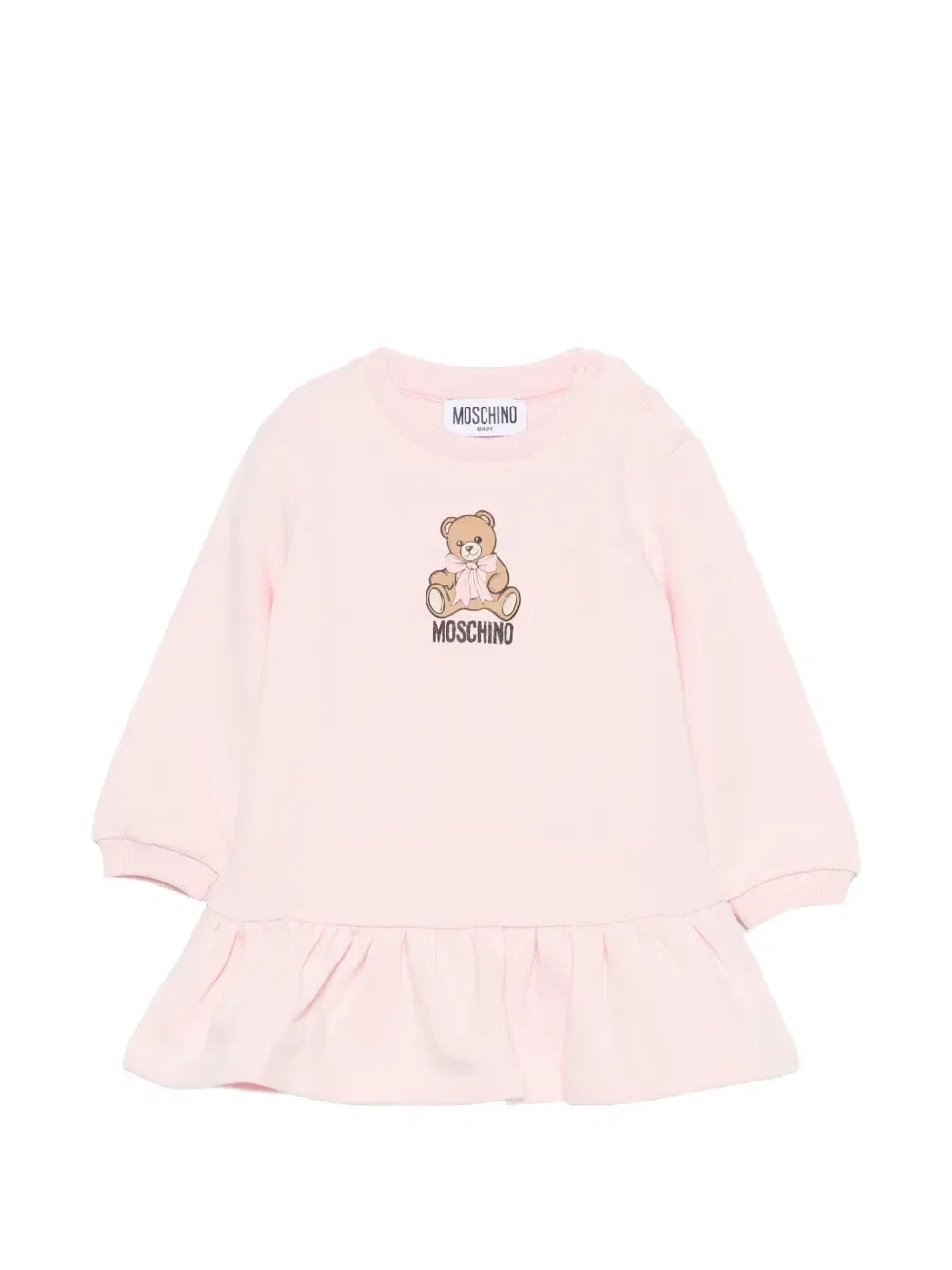 Платье с рюшами и принтом Тедди Moschino Kids, розовый