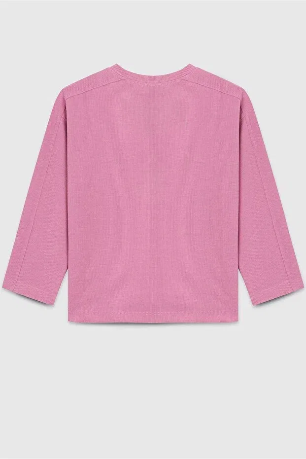 Детское платье-свитшот для девочек с принтом Benetton, Dried Rose — фото 2