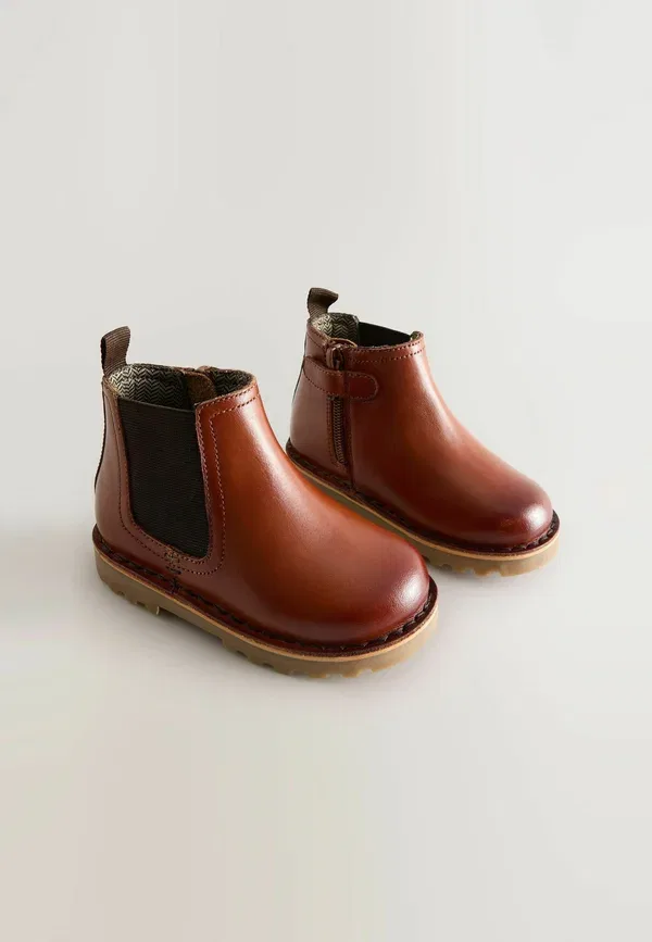 Ботинки кожаные Regular fit chelsea baby shoes Next, Tan Brown, светло-коричневый — фото 2