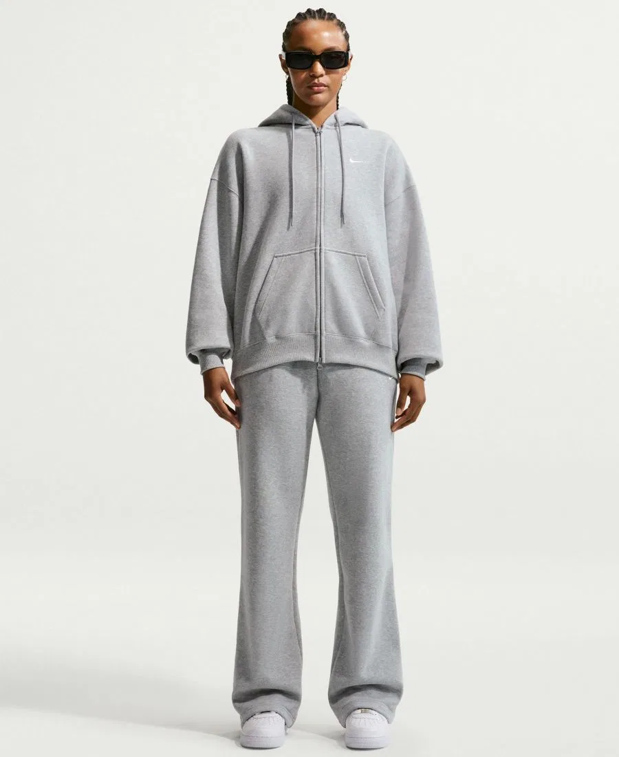 Худи Nike Studio Fleece с капюшоном и полной молнией, оверсайз, Dk Grey Heather/Sail