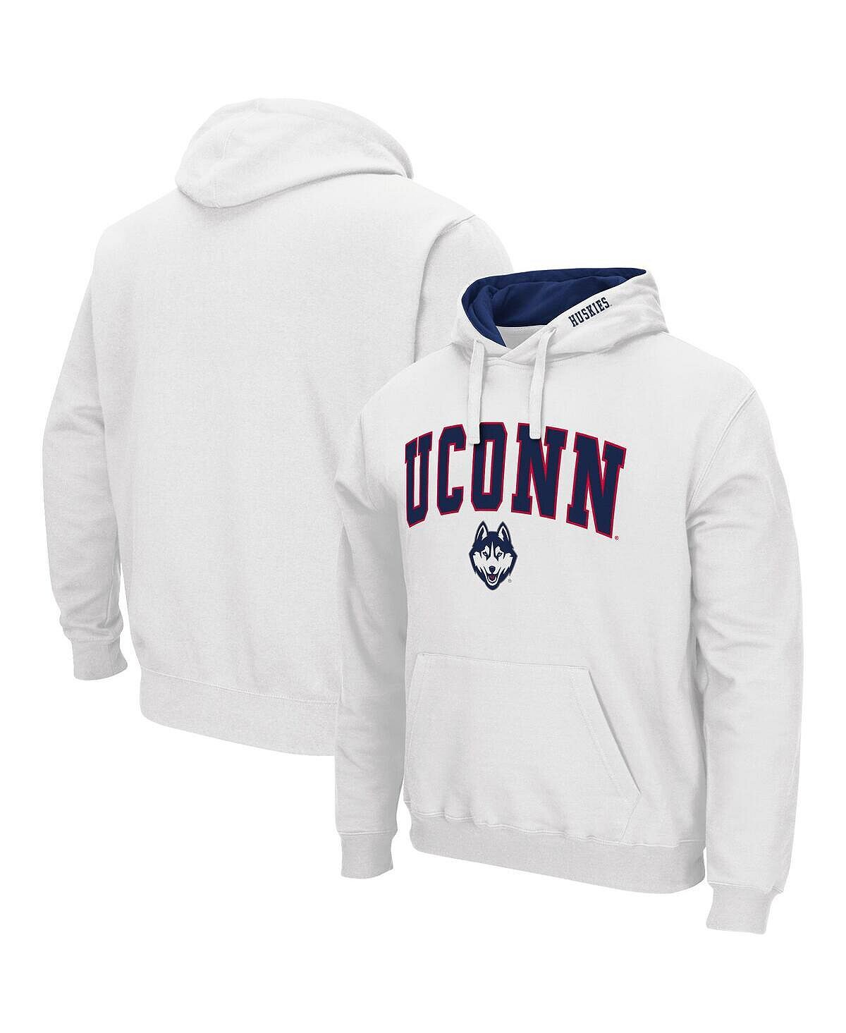 

Мужская белая толстовка с капюшоном uconn huskies arch and logo 3.0 Colosseum, белый