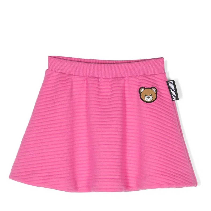 Юбка мини с вышивкой медвежонка Kids Teddy Bear Embroidered Mini Skirt Moschino, Strawberry Moon