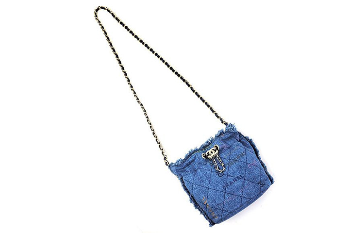 CHANEL Джинсовая ведро сумка, плечевая сумка, кроссбоди маленькая women's blue — фото 4