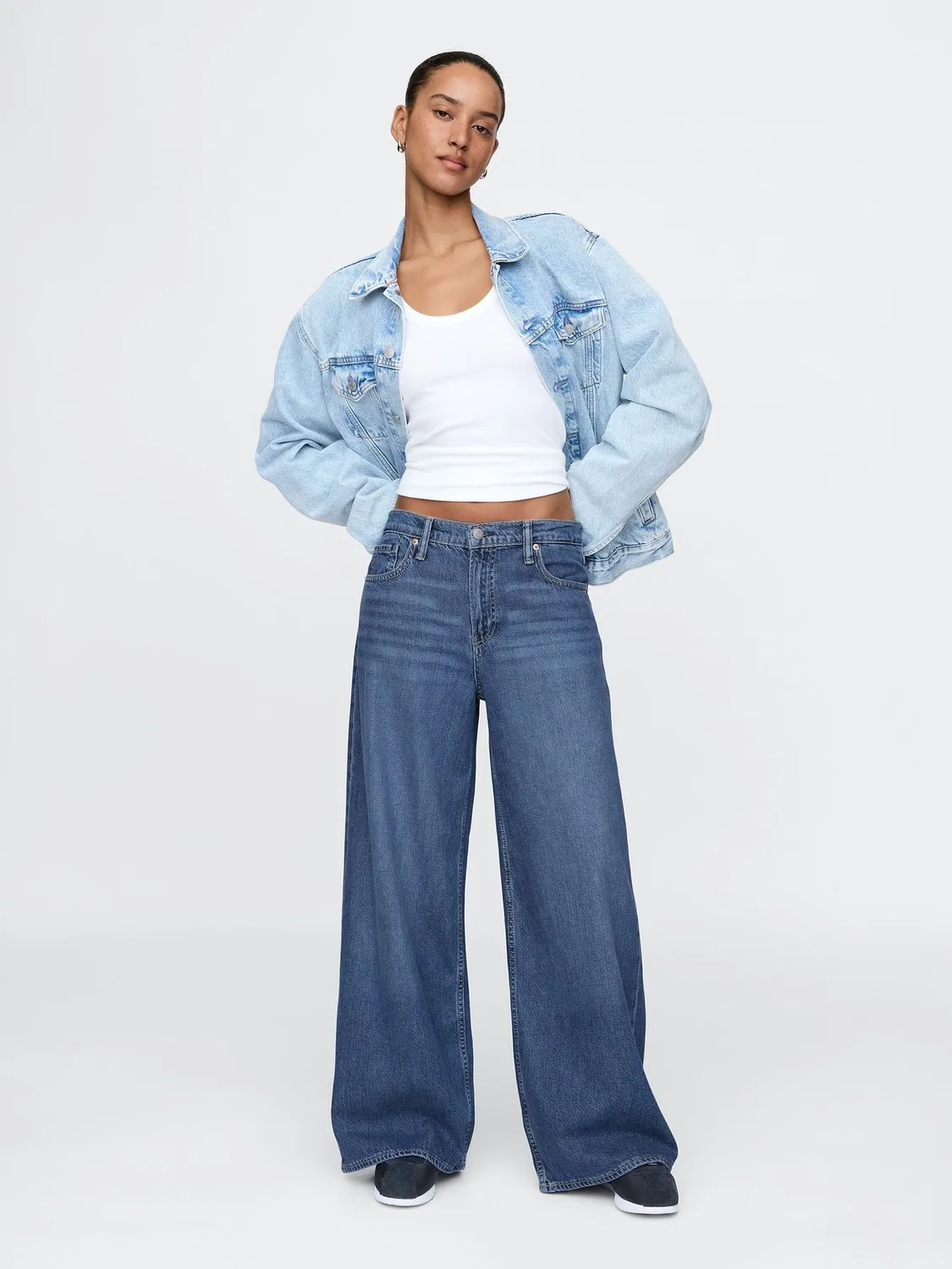 Джинсы свободного кроя Gap Blue Mid Rise Ultra Soft Baggy Jeans, синий