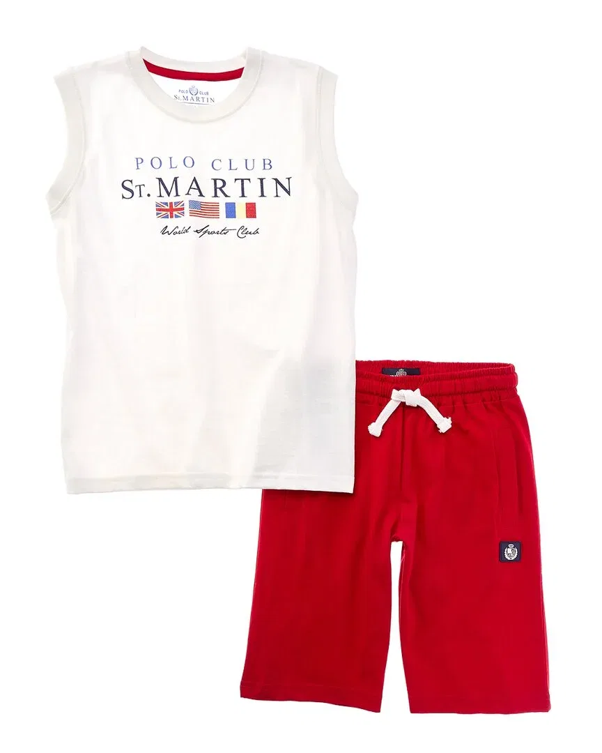 Детский комплект для мальчиков из футболки и шорт Polo Club St. Martin, White