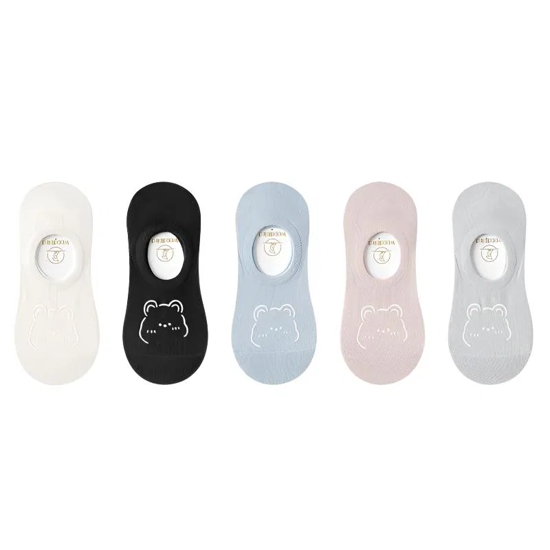 Детские носки-следы, комплект из 5 пар, XIA.WA.ZHI.XIU, Milk White/Black/Light Blue/Light Pink/Light Gray