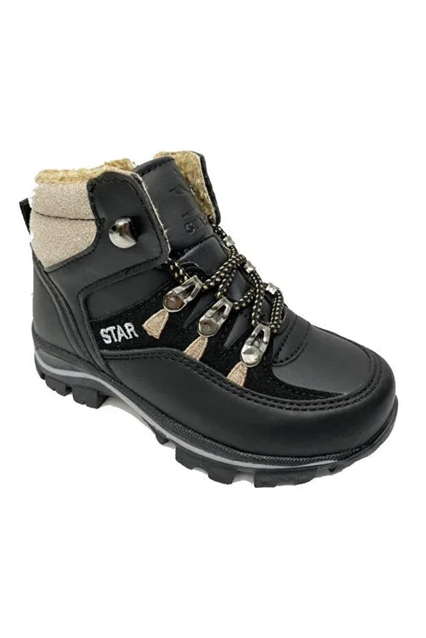 Детские ботинки для девочек с принтом Trekking Star Kids, Black