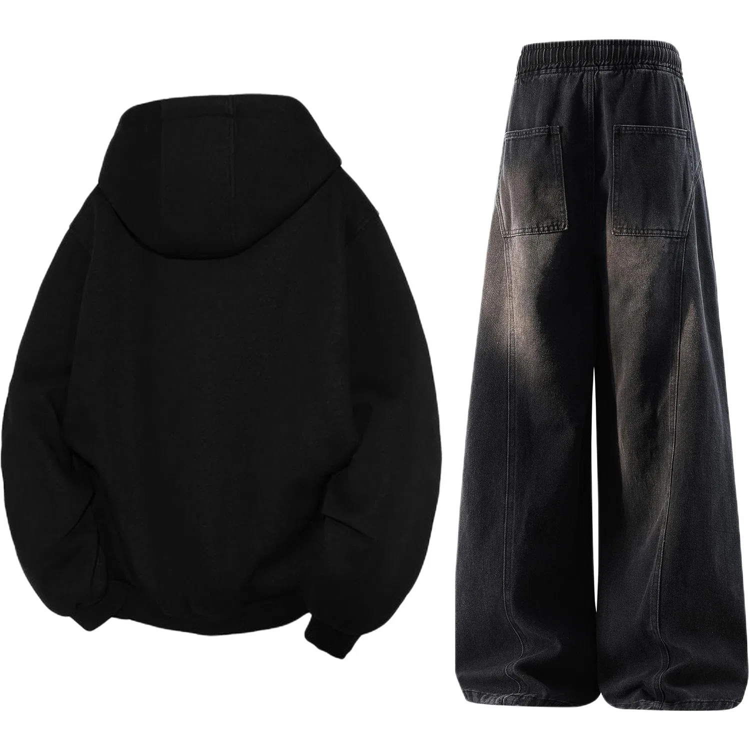 Детский комплект спортивного костюма с капюшоном и флисовой подкладкой Casual Sportswear, GWAF, White Heather Gray / Yellow Mud — фото 4