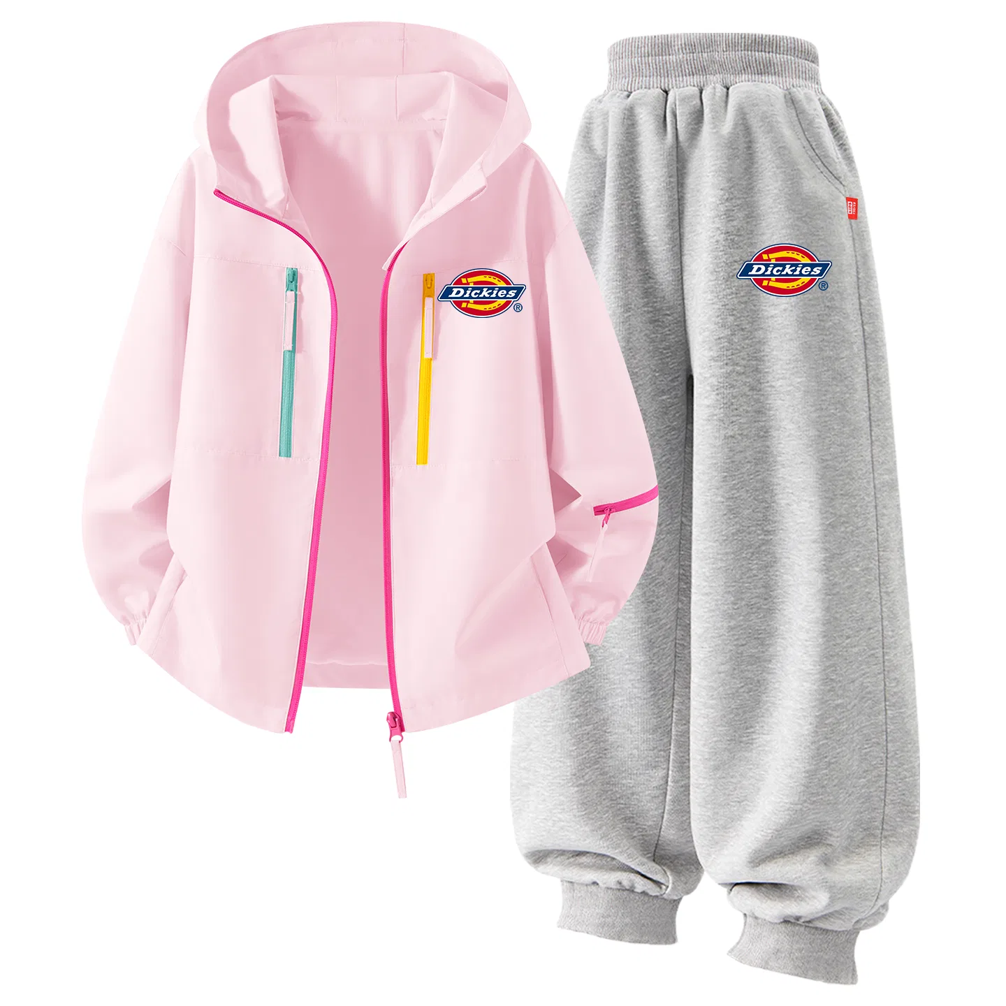 Детский спортивный костюм с капюшоном Silicone Logo K Sweet Pink+Silicone Logo Thick K Gray Dickies, Sweet Pink/Gray