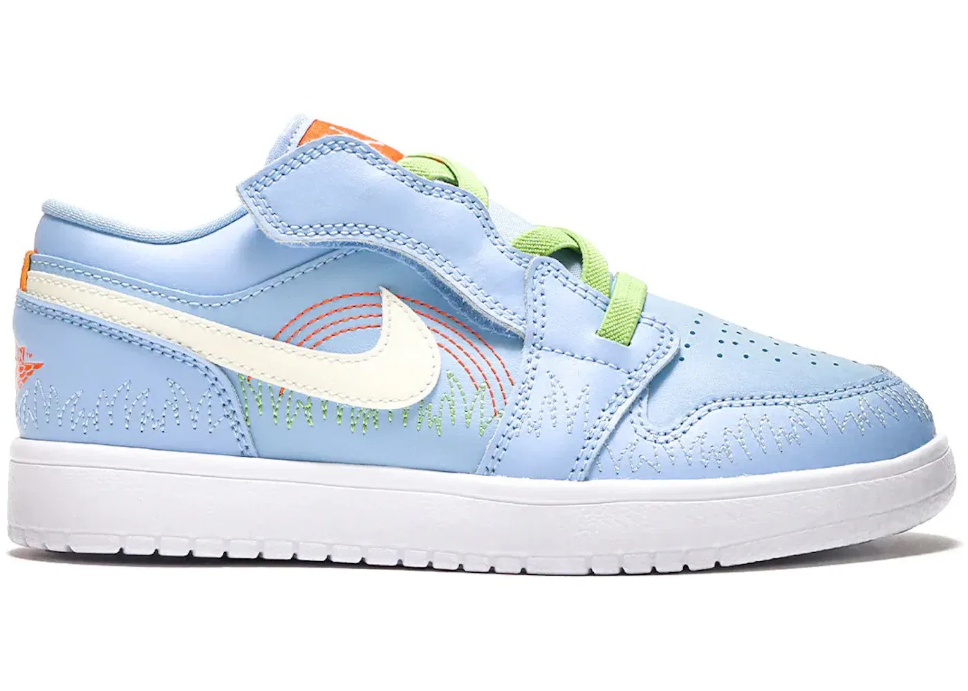 Детские кроссовки Lifestyle Jordan 1 Low Alt SE Stitch Jordan, Psychic Blue/Sail-Vivid Green