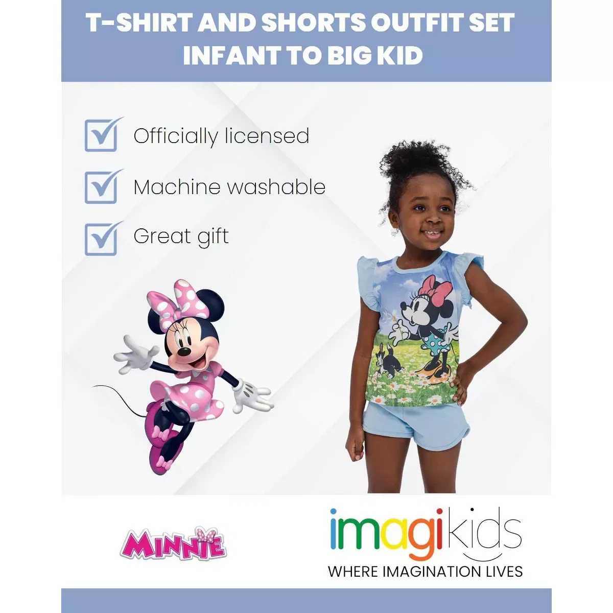 Детский комплект футболки и шорт с принтом Minnie Mouse Disney, Цвет Minnie Mouse — фото 4