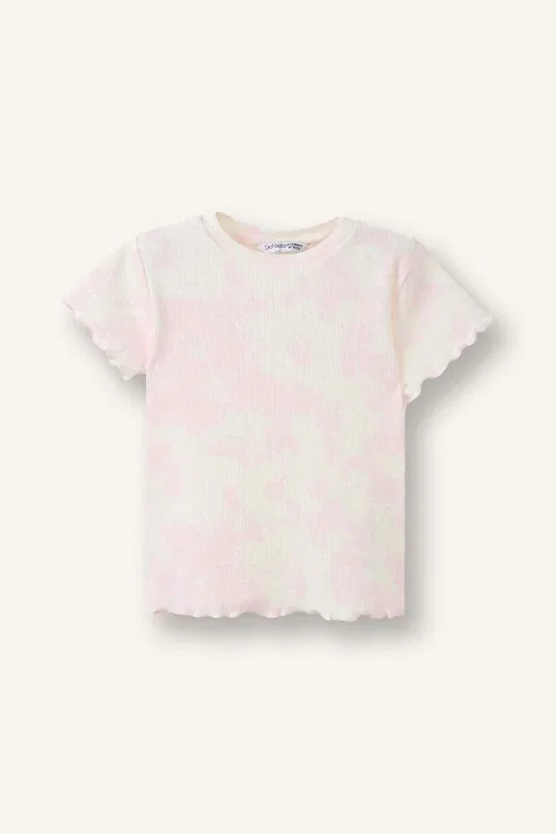 Детская футболка с принтом Batik corded fabric ribbed knit t-shirt baby girl h0679a526sm Defacto, Pink-pn171 — фото 4