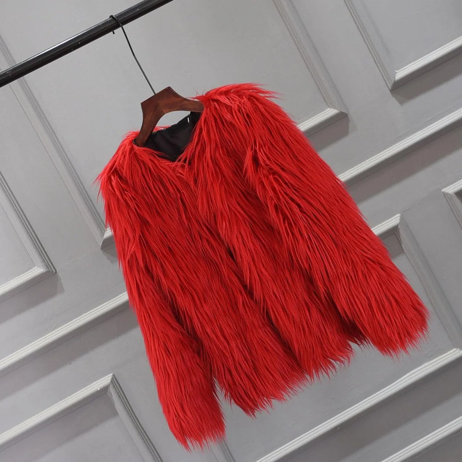 Женское зимнее пальто с длинным рукавом из искусственного меха, Rosso — фото 4