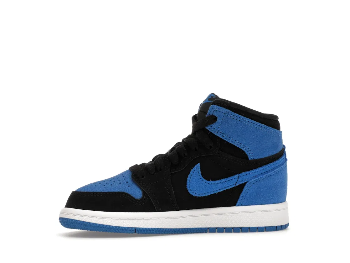Детские кроссовки высокие с замшей Jordan 1 Retro High OG Royal Reimagined Jordan, Black/Royal Blue/White — фото 3