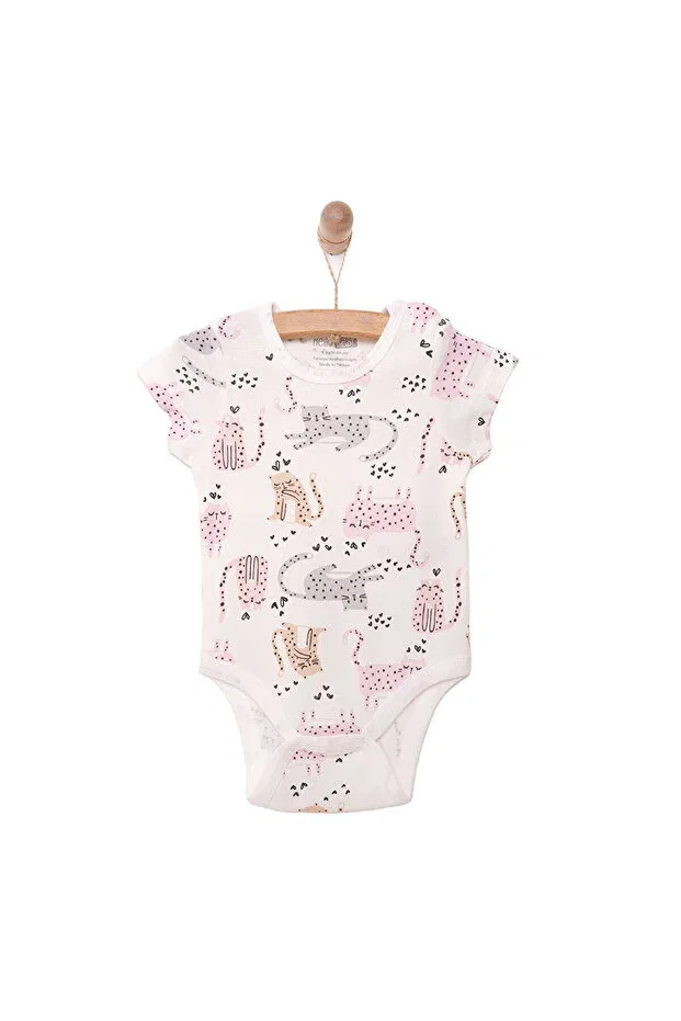 Детское боди для новорожденных с коротким рукавом с принтом Ebebek Hello Baby, Ecru
