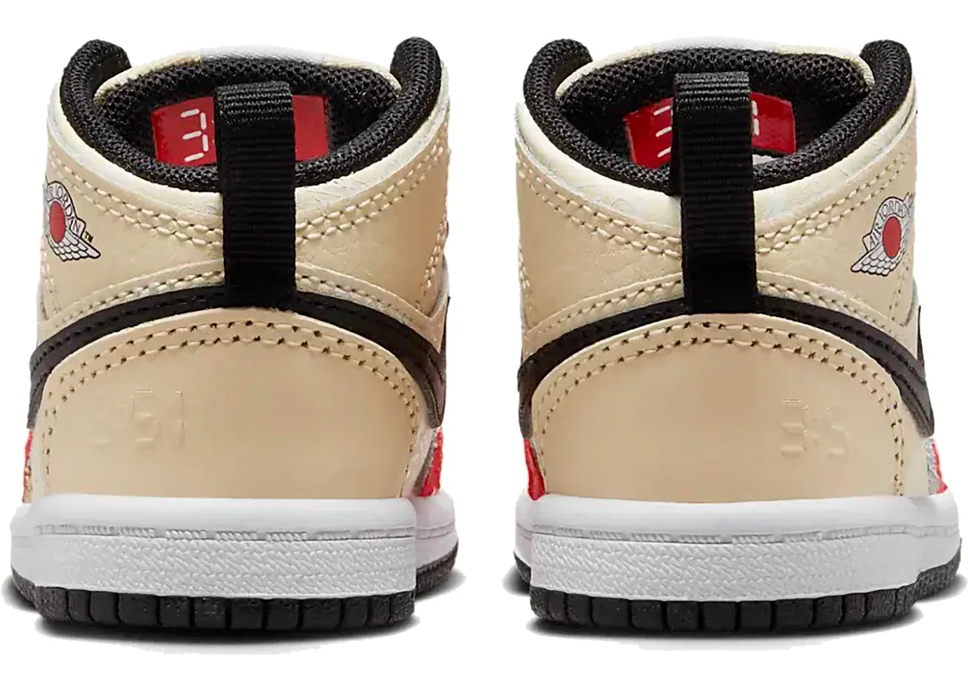 Детские кроссовки Lifestyle с принтом Jordan 1 Mid SS Jordan, Muslin/Black/White/Chile Red — фото 2